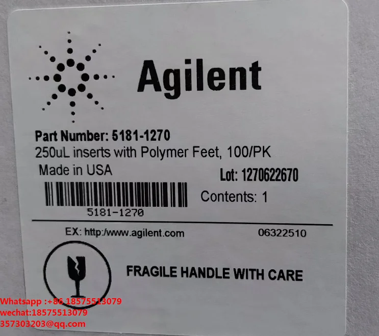 

For Agilent 5181-1270 250ul Inserts With Polymer Feet 100/PK new unremoved