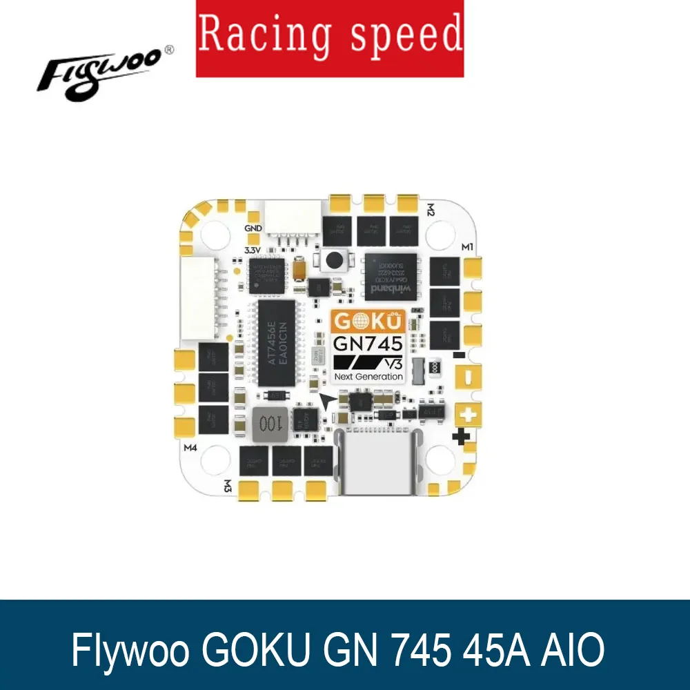 Flywoo  GOKU GN745 AIO V3 45A ESC, plug and play, Type-C interface suitable for FPV drone DIY parts