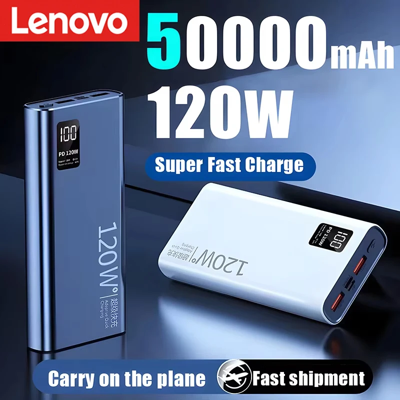Lenovo 120 Вт 50000 мАч Power Bank высокой емкости с быстрой зарядкой Powerbank Портативное зарядное устройство для Iphone Samsung Huawei Xiaomi Lenovo 120 Вт 50000 мАч Power Bank высокой емкости с быстрой зарядкой Powerbank Портативное зарядное устройство для Iphone Samsung Huawei Xiaomi