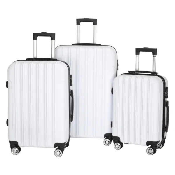 3 in 1 Multifunctional Large Capacity Traveling Storage Suitcase White Lightweight Durable ABS Hard Shell with Spinner Wheels Telescopic Handle for Business Family Vacation and Long Distance Trips