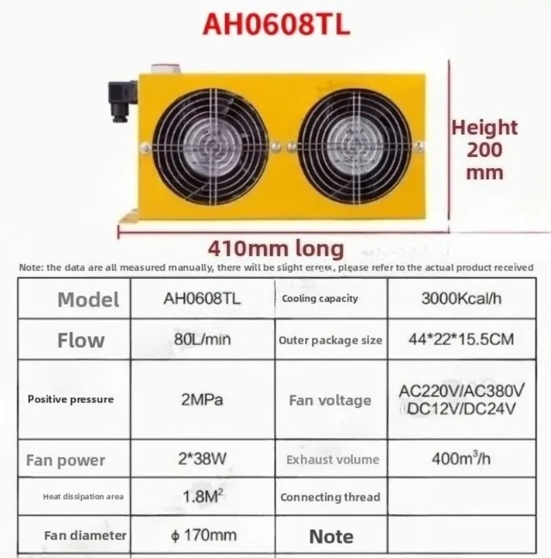 AH1012T-CA Multi-Voltage Hydraulic Oil Cooler – 100L/min, 24V/12V/220V/380V for Truck Crane & Modified Fuel Tank Cooling