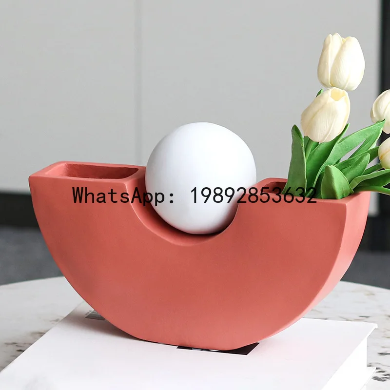 

Resin Vase Geometric Semicircle Moon Flowerpot Flower Arrangement Accessories Flower Vase Home Decoration Accessories