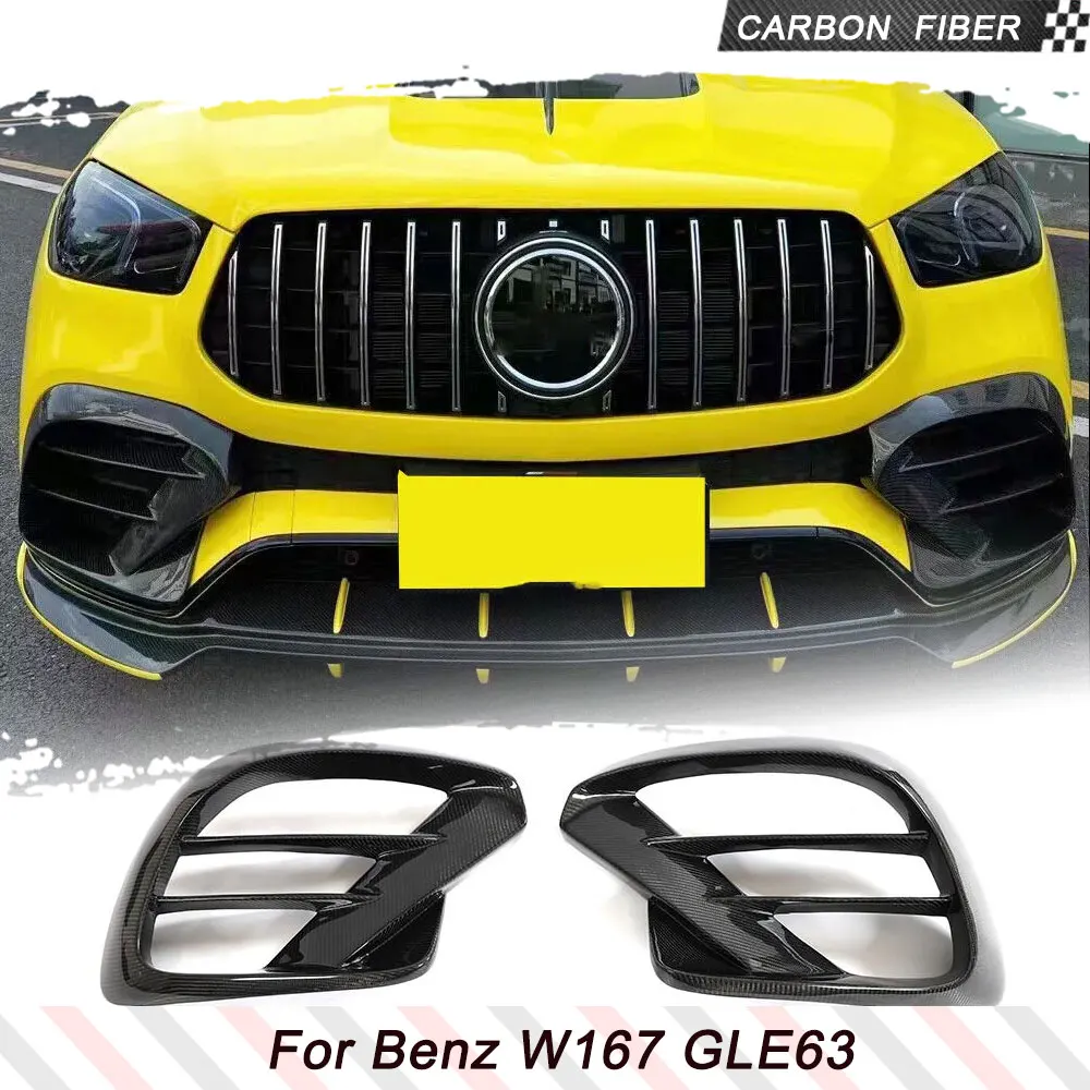 Carbon Fiber Car Front Fins Air Vent Cover for Mercedes Benz GLE Clas W167 C167 GLE450 GLE53 GLE63 AMG