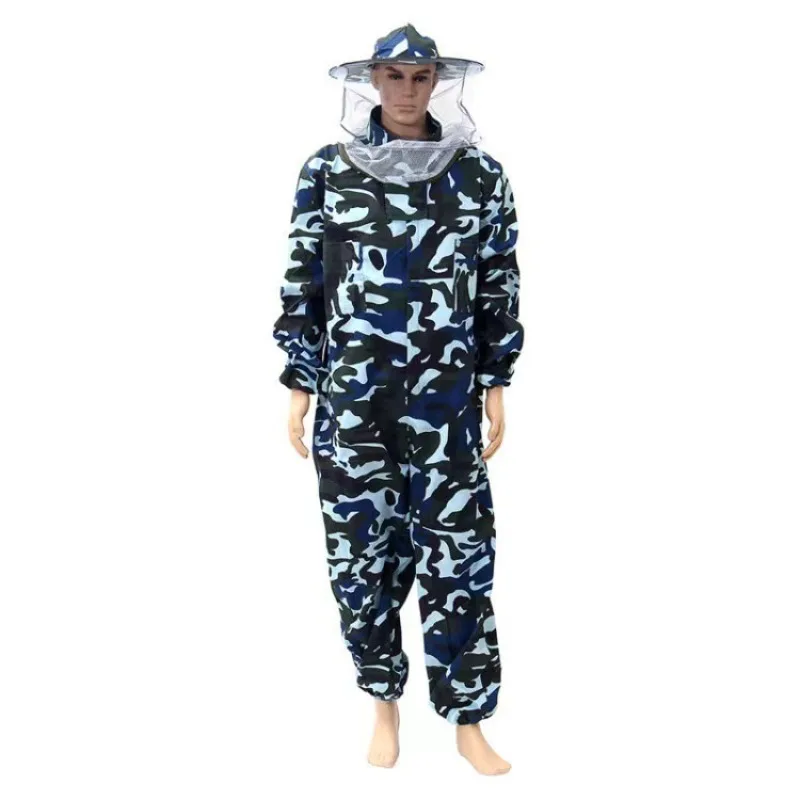 

Beekeeping Tools Coat and Cap One-Piece Navy Blue Camouflage Clothing Bee Protective Beekeeping Full Body Bee-Proof Jumpsuit