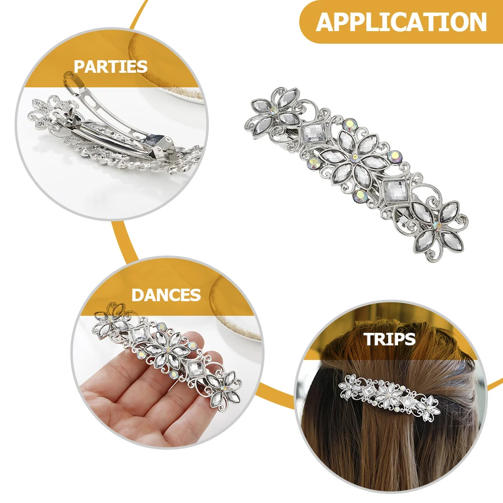 

Rhinestone Flower Hairpin Beautiful Hair Clip Wedding Party Hairpin Barrette Women Hair Accessory Stylish Gift