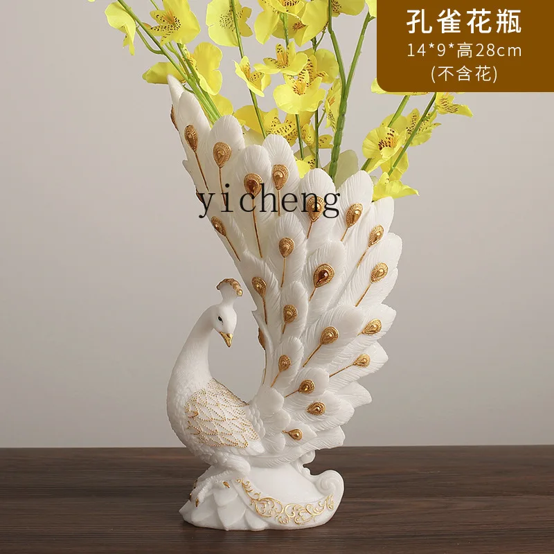 

ZYA Modern Art Peacock Opening Homestay Decoration Vase Living Room Model Room Home Decor