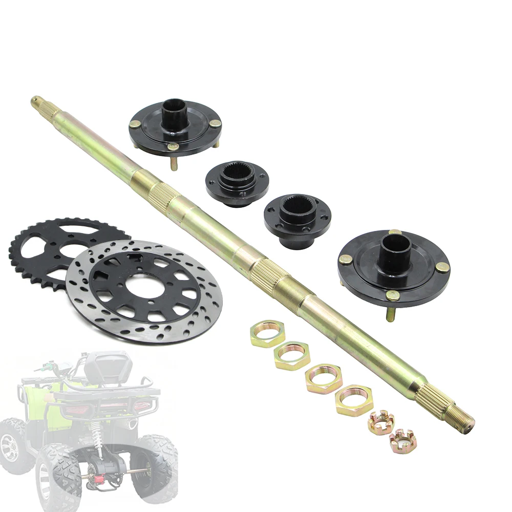 

820mm Rear Axle Assembly With 530-35T Sprocket 200mm Brake Disc For China 150cc 200cc 250cc Electric ATV UTV Buggy Quad Bike