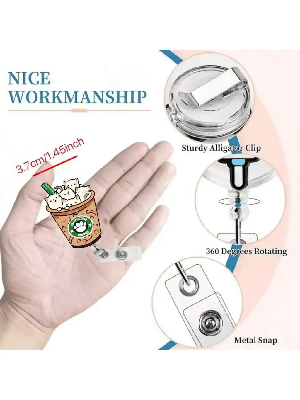 قطعة واحدة من حامل شارة قابل للسحب لطيف على شكل ممرضة مع مشبك لبطاقة الهوية - بكرة علامة اسم الموظفين الطبيين من الأكريليك للأطباء، RN، LPN - مثالية