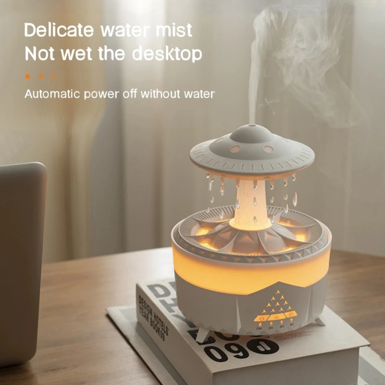 Raindrop UFO Shape Air Humidifier 2/4/ Timing Colorful Night Light Aromatherapy Essential Oil Diffuser  Bedroom Best Gifts Smell