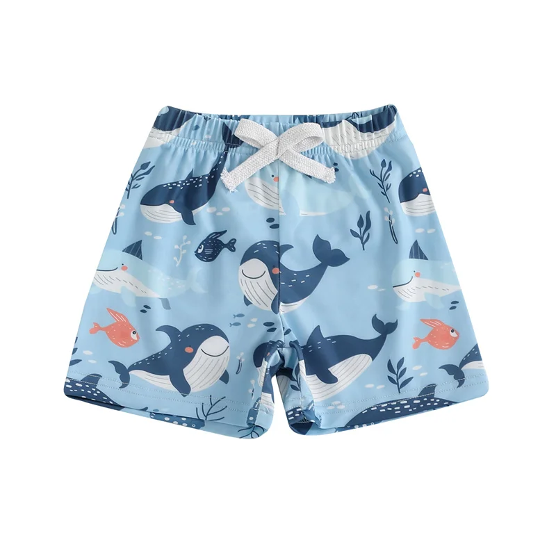 Cathery Kids Boys Swim Trunks Summer Cute Turtle/Shark Print Elastic Beach Board Shorts Toddler Swimwear Bathing Suits 2025