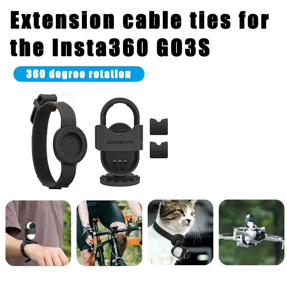 For Sunnylife Insta360 GO3S Flexible Fixed Expansion Strap Pet Magnetic Bracket GO3 Collar Cable Tie Wrist Strap H9I4