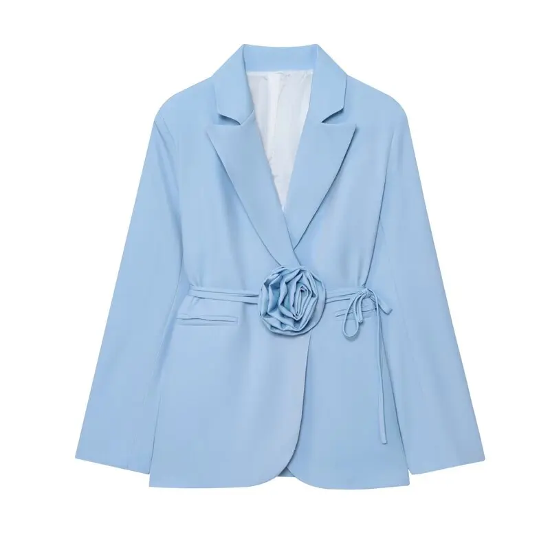 Faionable longo sve terno feminino jaet outono 2025 gravata floral design versátil sli europeu sle cena casual