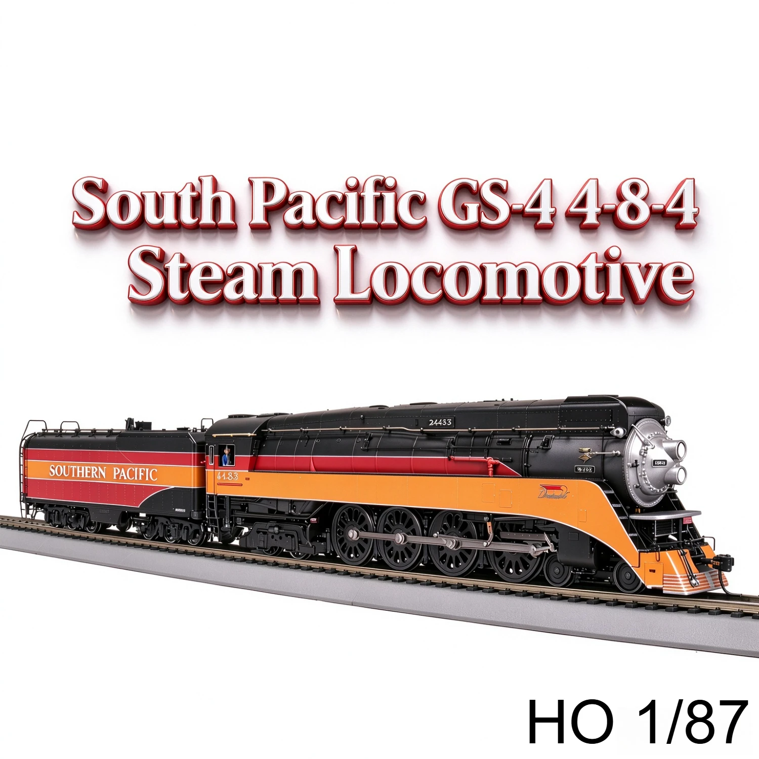 HO Scale 1/87 Train Model Southern Pacific GS-4 4-8-4 Steam Locomotive 4444  Digital Sound Version Adult Collectible Gift