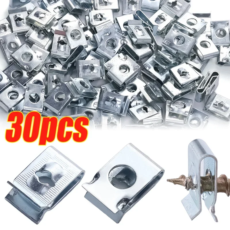 Auto Self-tapping Screw Clips U-clamp with Threaded Nut Clips Auto Fender Fastener Clips for Auto Motorcycle Scooter Parts