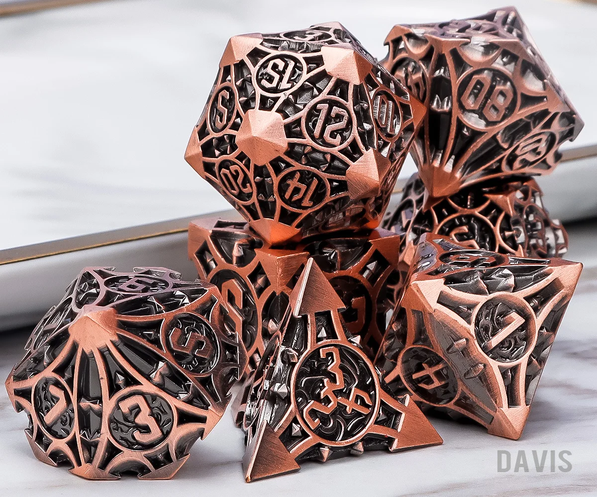 7Pcs Polyhedral Metal Dice Set - đánh giá và giá Board Game Vintage