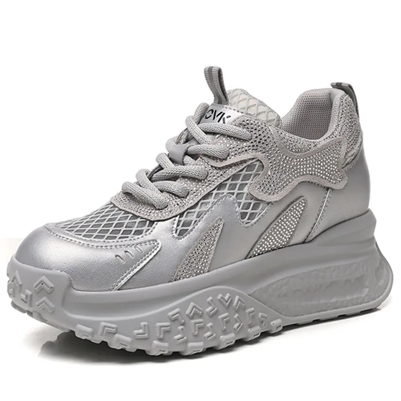 

Casual Breathable Sport Shoes for Adults Summer Petite Thick Bottomed Internal Height Increase Versatile Casual Web Shoes