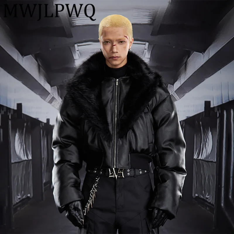 

MWJLPWQ Темная ниша Высококачественная короткая куртка с пушистым воротником Мужская уличная модная повседневная утолщенная хлопковая куртка с длинными рукавами 12831