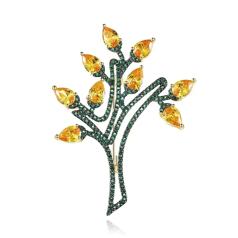 النسخة الكورية من مزاجه الكريستال بروش الراقية الإناث رائعة الصدار النبات الأخضر المتخصصة تصميم الشعور المضادة للضوء دبوس المد