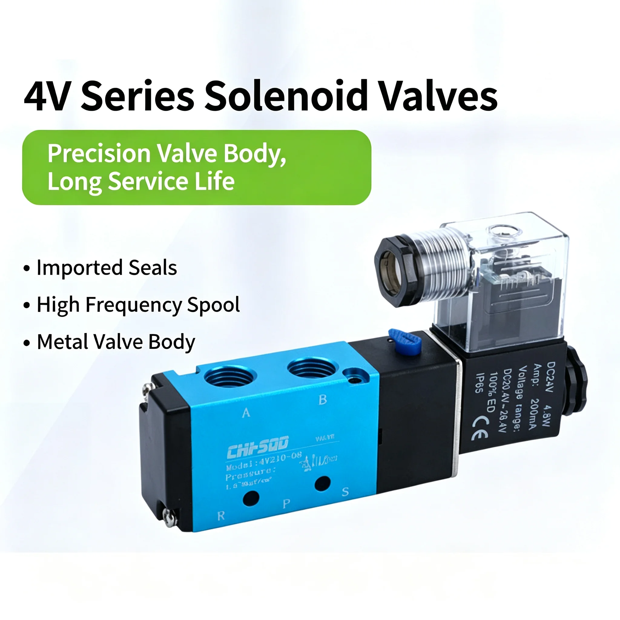 Pneumatic Electric Solenoid Valve 5-Way 2-Position Adjustable Air Gas Magnetic Control with 6mm/8mm/10mm Hose Connect for 12V/24