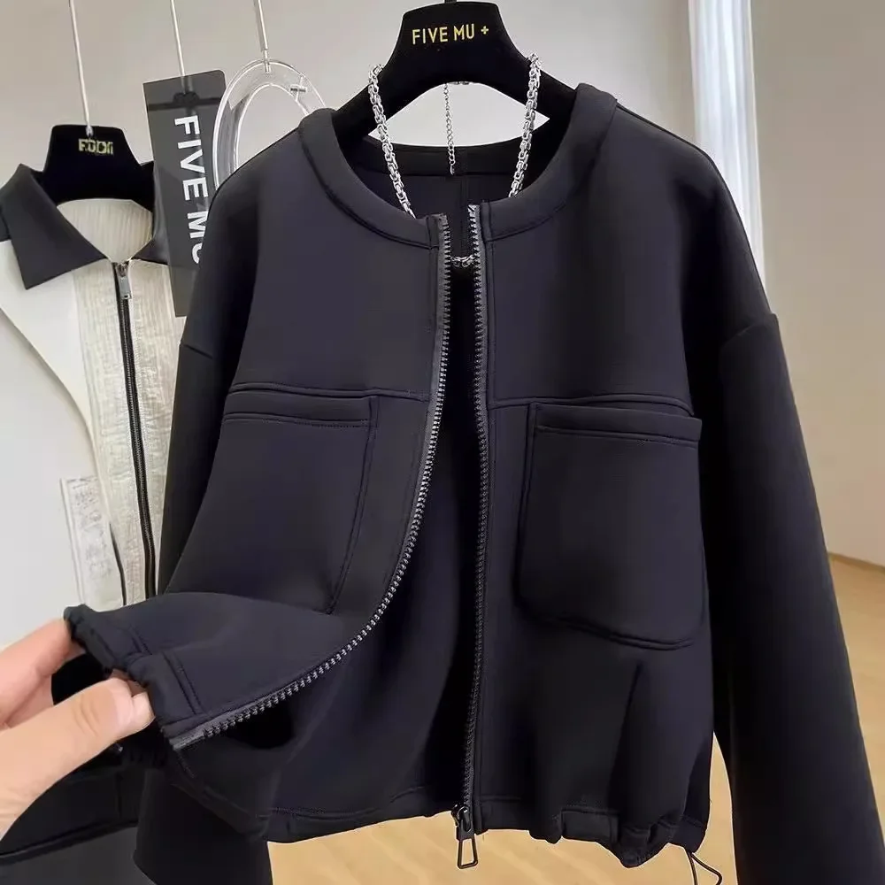 

Women's autumn and winter new American retro casual jacket top winter clothes women Large size loose round neck short coat