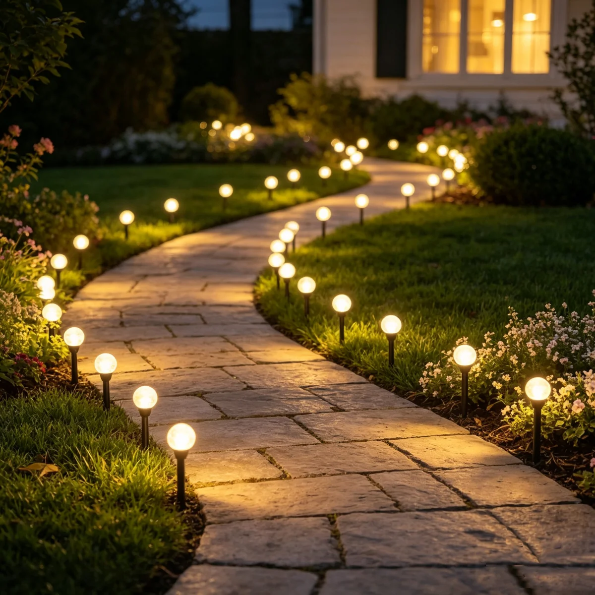 20 LEDs Solar Path LED String Lights 5M Outdoor Waterproof Garden Lamps Yard Pathway Lawn Christmas Party Holiday Decoration
