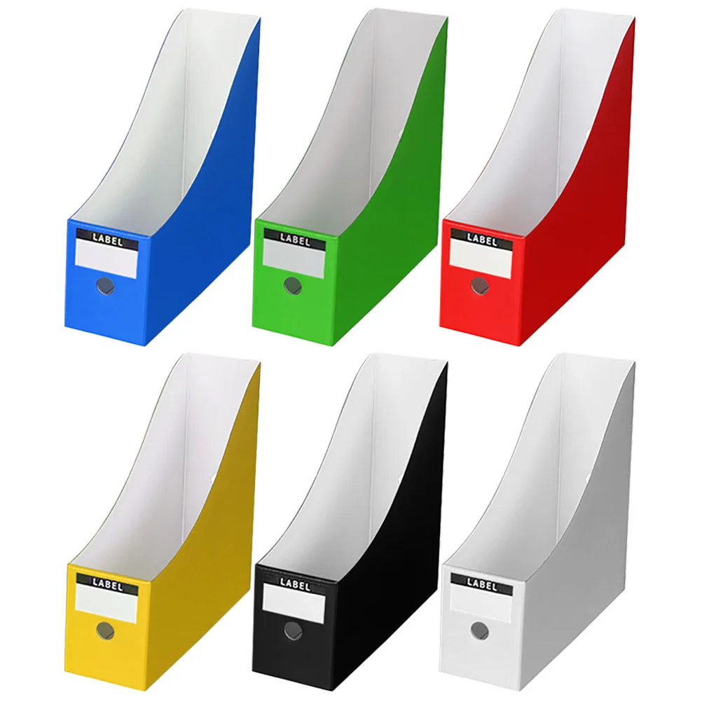 

6Pcs Colorful File Rack Simple Assembled Desktop Document Organizer for Files Papers Books Reusable Storage Box Office School