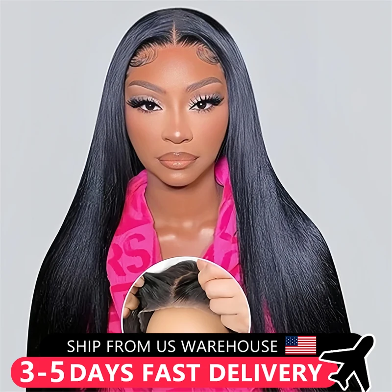 Glueless Wigs Human Hair Bone Straight Lace Wigs Pre-Cut 5x5 Lace Closure Remy Human Hair Ready To Wear For Women Pre Plucked