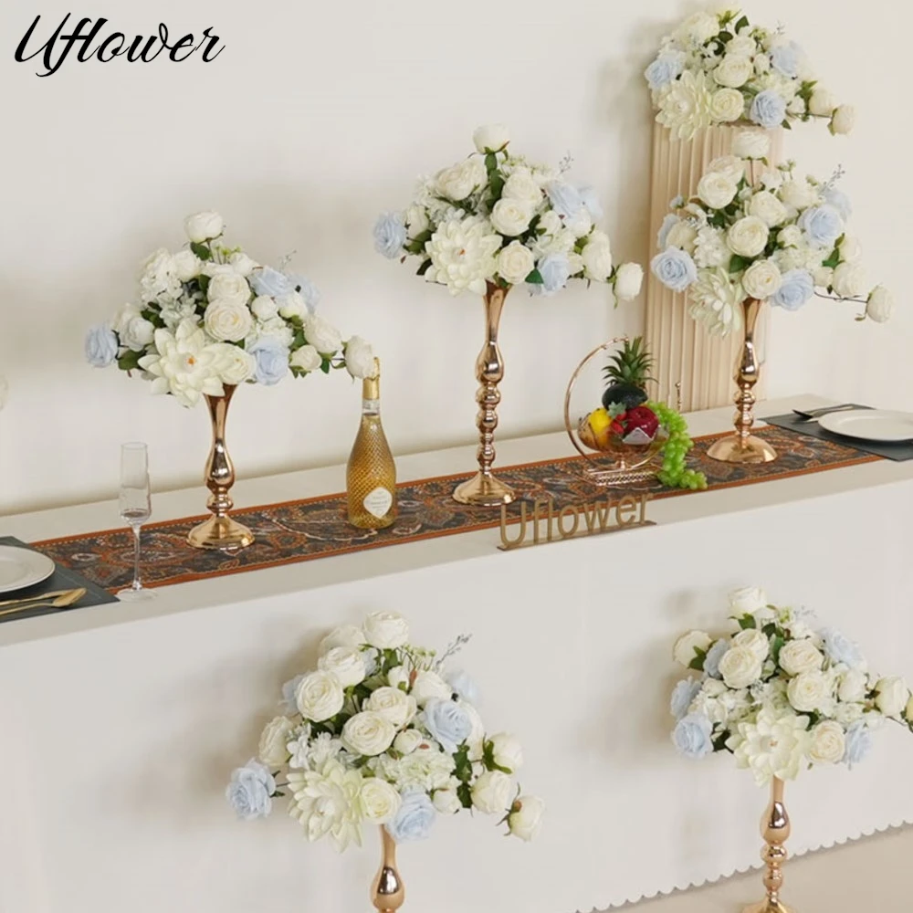 

Uflower, белый, синий цветочный шар, свадебный фон, декор стола, центральный декор, дорога, ведущая цветочная композиция, реквизит для вечеринки