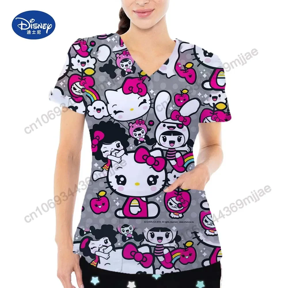 ฤดูร้อนแฟชั่นใหม่2024เสื้อผ้าสำหรับผู้หญิงเสื้อและเสื้อเบลาส์ลำลองแขนสั้นสวมใส่สบายคอวี