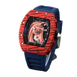 New Arrival Fashion Red frame Wood grain watch case bottoming men's and women's universal Quartz Wristwatch