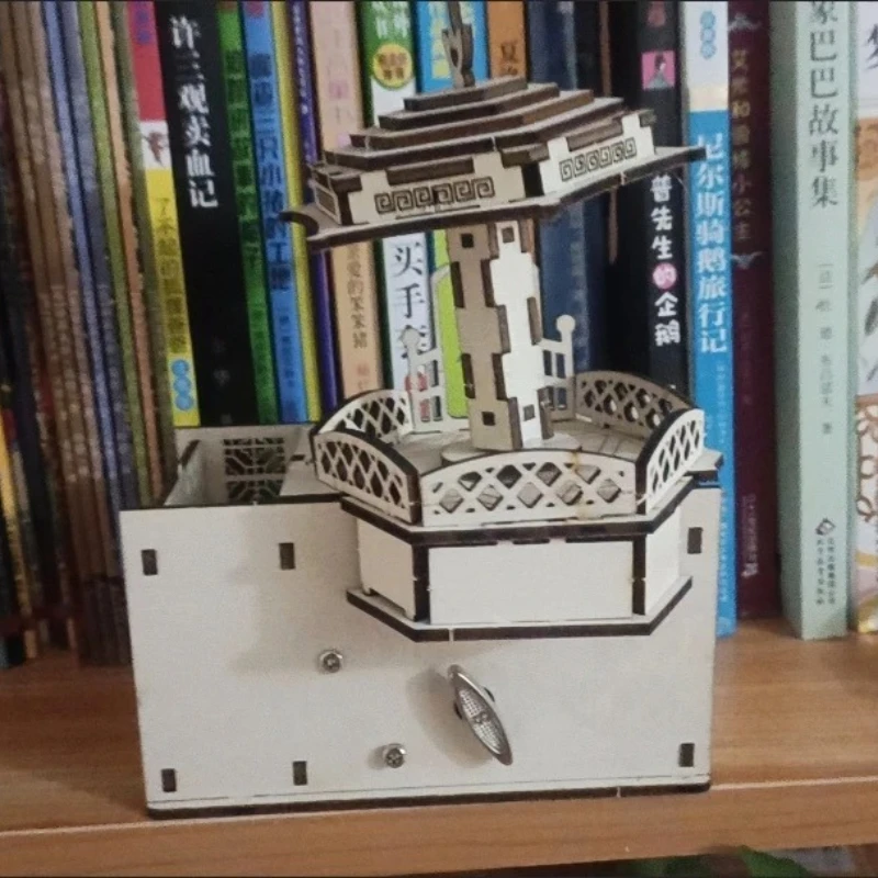 

Детская деревянная музыкальная шкатулка-головоломка, карусель, заводной дизайн, 3D держатель для ручек, подарок на день рождения для родителей и детей