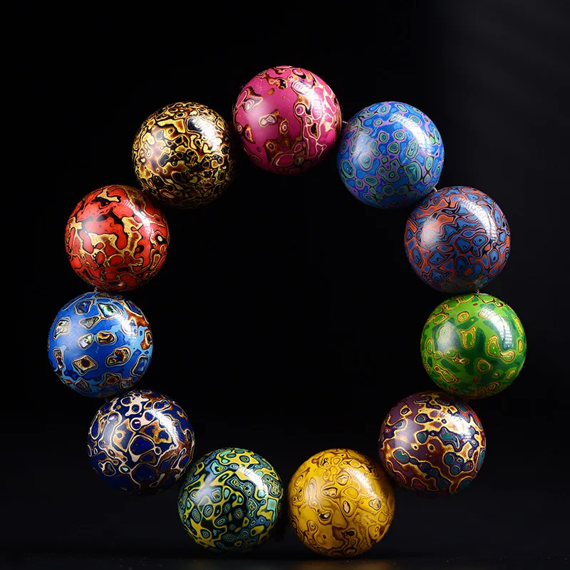 Bracelet Large Paint Buddha Beads Handmade