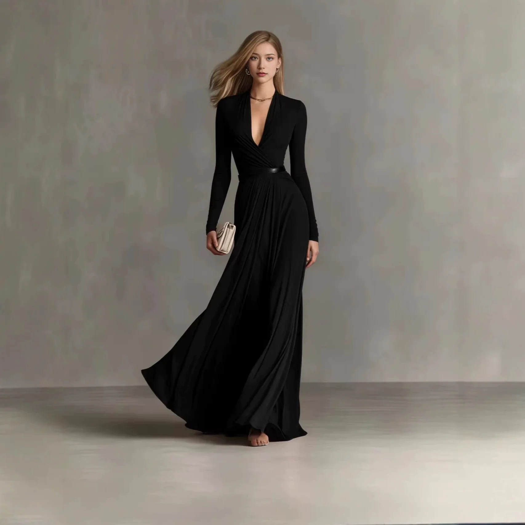 V Neck Dress Dresses for Women Spring Summer Tie Waist A Line Long Dress Slimming Flowy Overall Jumpsuit Matching Set