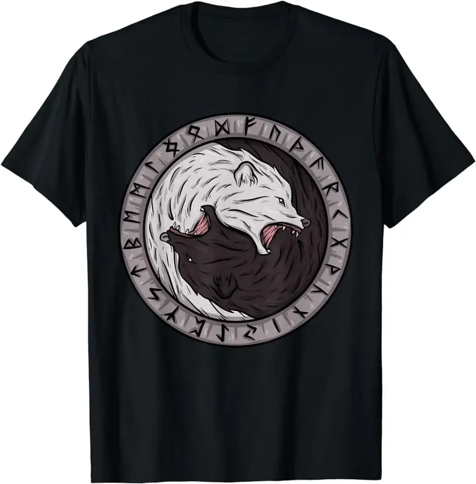 NEW LIMITED Viking Norway Norwegian Scandinavian Yin Yang Wolf TShirt Size S-5XL