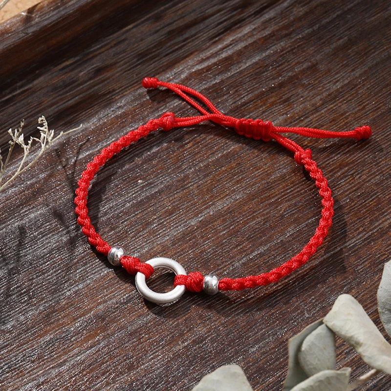 La Monada 24cm Red Thread For Hand 925 Sterling Silver Bracelet Women Rope Thread Bracelets For Women Silver 925 Circle