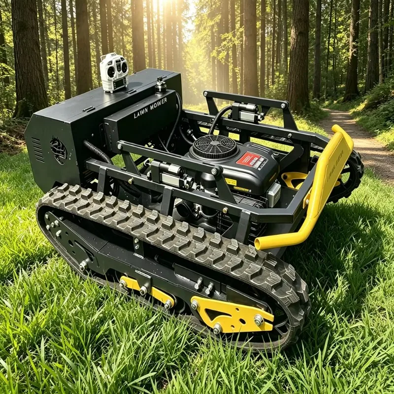 Wireless Long Distance RC Crawler Grass Cutter Rubber Track Lawn Mower For Orchard Road Slope Landscape Engineering