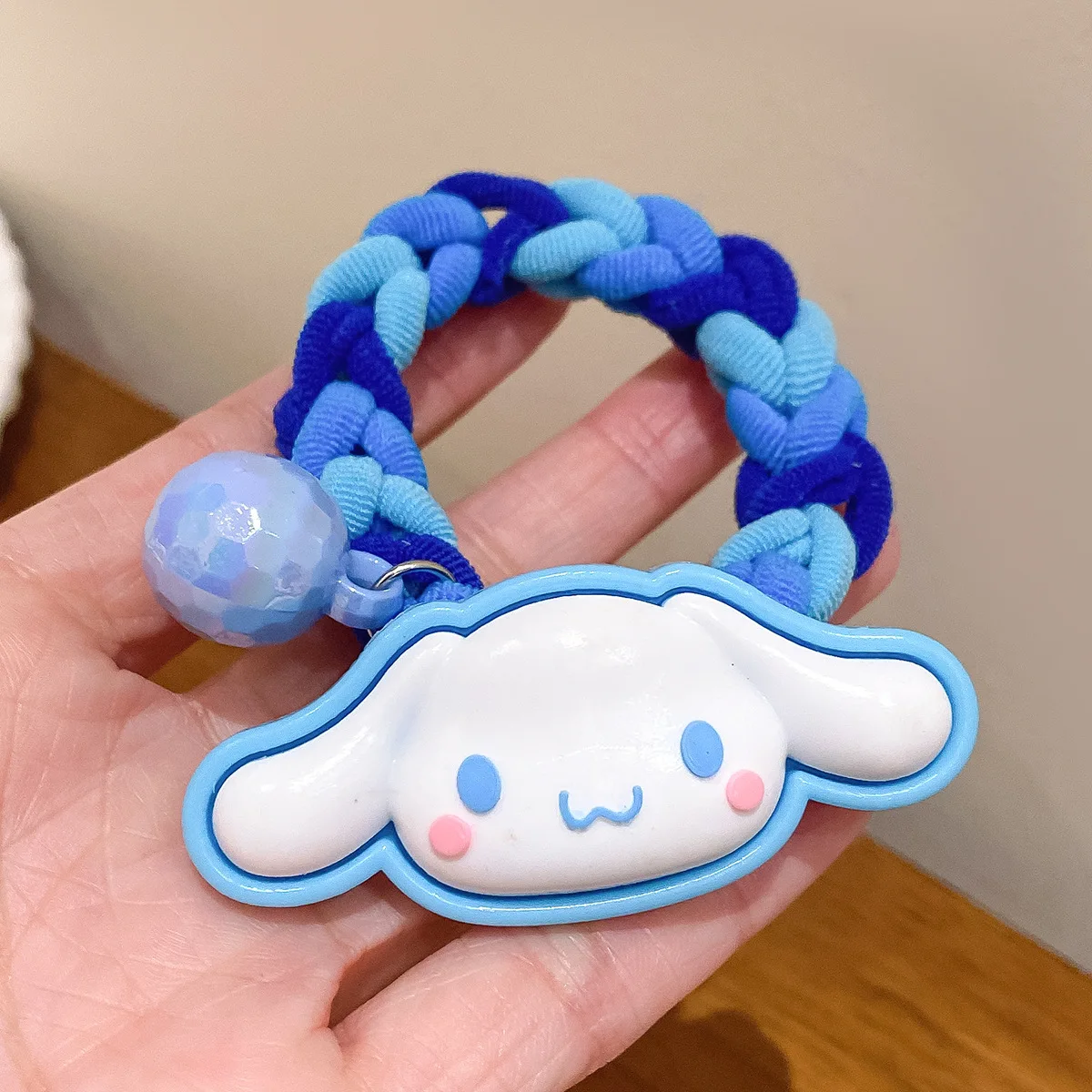 Sanrio Cinnamoroll Melody Kuromi Cartoon Braided Thick Hairband Hand Strap Ponytail Ball Head Hair Accessory for Girls