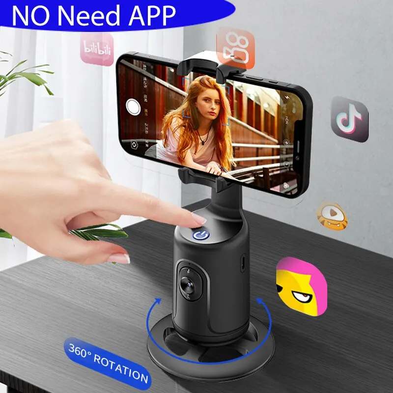 P01 Auto Tracking Shooting Gimbal AI Camera Recognition Body Face Track 360 Rotation Intelligent Follow Live Shoot Phone Stand