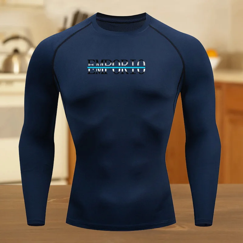 تي شيرت رجالي مضغوط للياقة البدنية والجري والرياضة سريع الجفاف وجيد التهوية وأكمام قصيرة من القماش القابل للتمدد للتدريبات الصيفية