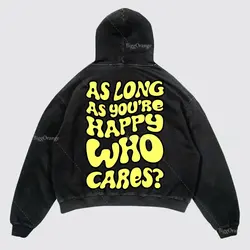 Chaqueta Harajuku Y2k para hombre, sudaderas con capucha de gran tamaño con estampado de letras, ropa de calle de alta calidad, sudadera con cremallera Vintage, sudadera gótica