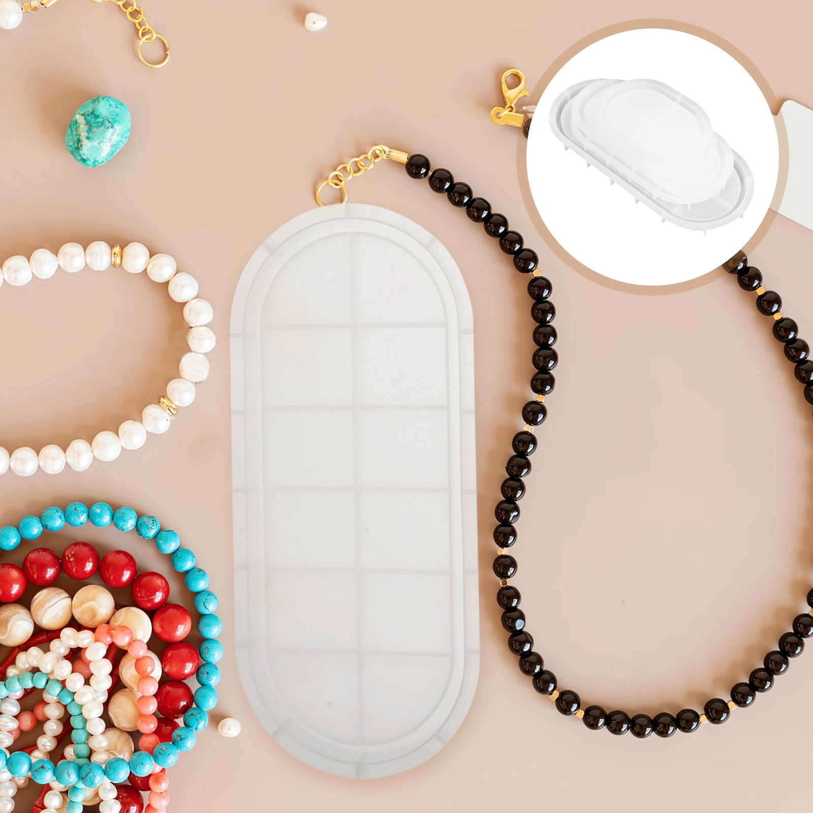 

5 Pcs Oval Tray Mold Epoxy Resin Molds Silicone Bracelet Holder Silica Gel Casting