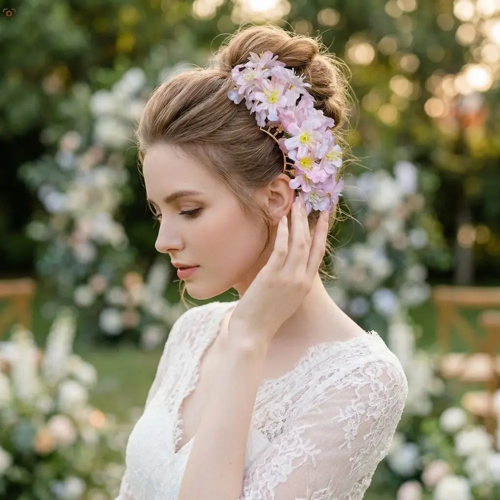 

Thai Bohemian Simulation Flower Hair Fork Cloth Sweet Flora Hair Stick Iron Headwear Chinese Style Hairpin Accessories