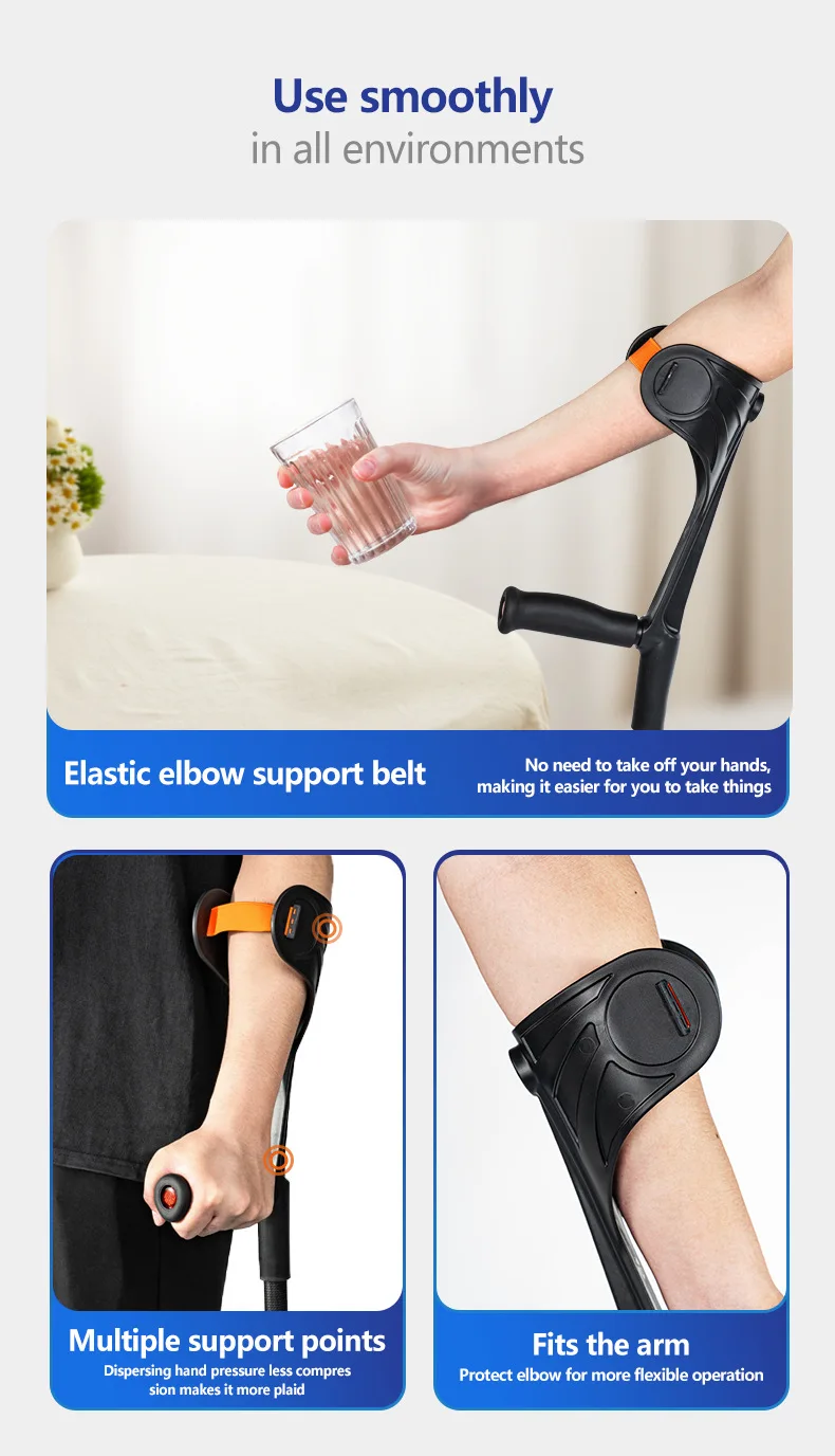 1 pares de muletas plegables de fibra de carbono, capacidad de peso de 100 kg, muletas para antebrazo para personas mayores – Ayuda para la rehabilitación de fracturas