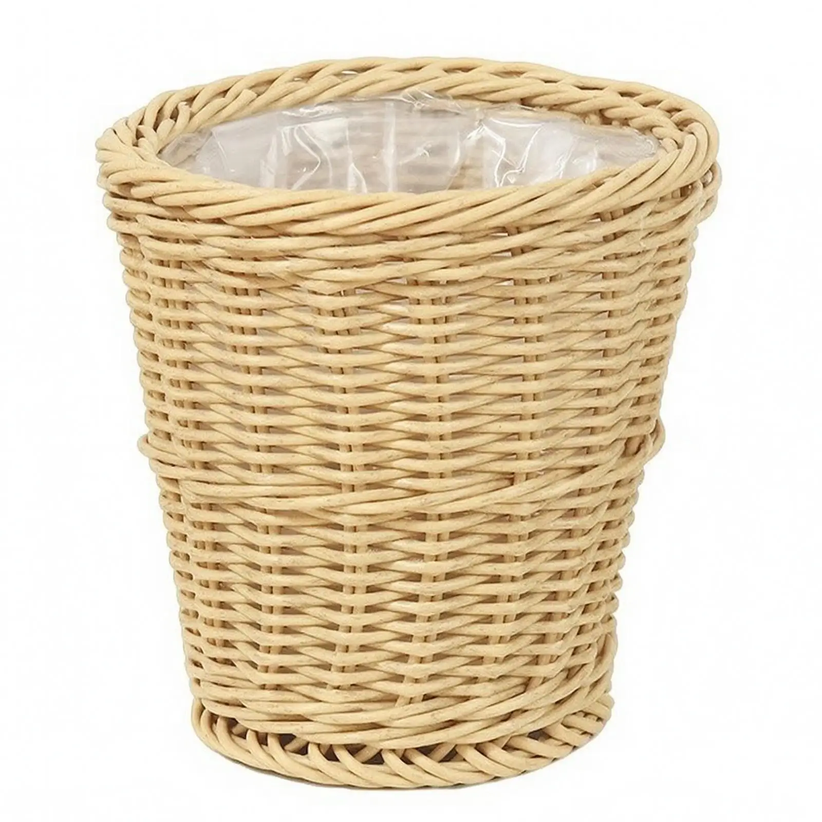 Round Woven Plant Basket with Inner Liner Looking Planter Basket with Liner Sturdy PP Woven Planter for Windowsills, Shelves