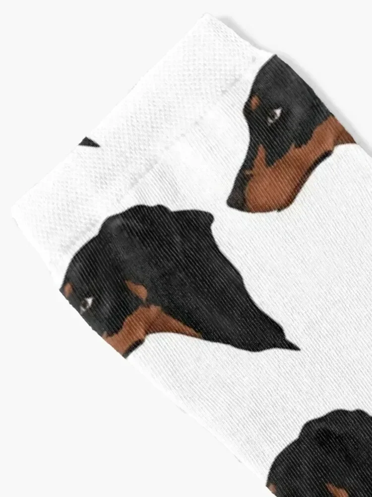 Black and tan natural ears Doberman Socks winter Sports funny sock Rugby Designer Man Socks Women's