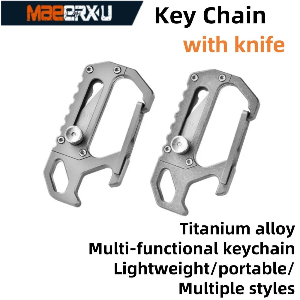 

Maeerxu Titanium Alloy EDC Portable Key Chains Foldable Knife with Quick Release Backpack Buckle/Hook Key Chains