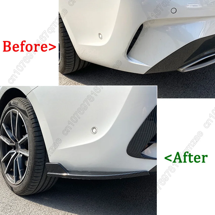 Rear Bumper Diffuser Side Splitters For BMW 3 Series G20 G21 Sedan/Touring 320i 325i 330i 2019-2021 Gloss Black Body Kit Tuning view 2