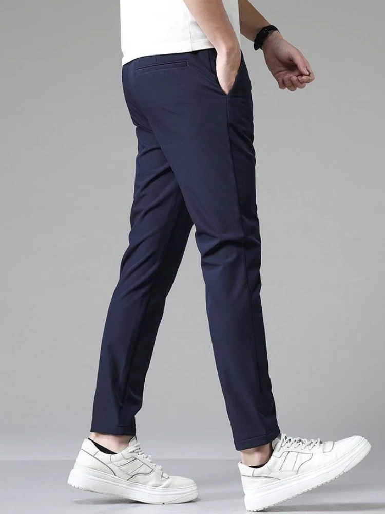 

Plain Ice Silk Man Suits Pants Work Straight Formal Chinese Homme Fabric Stylish Designer Clothes Classic Suit Trousers for Men