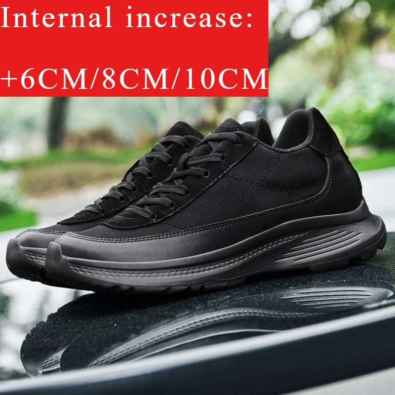 

2026 New Men's Black Elevator Shoes 6/8/10CM Height Increasing Casual Breathable Comfortable Non-slip Walking Sneakers for Men