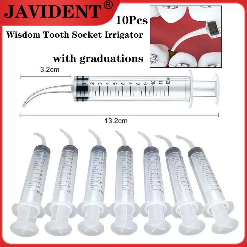 

Graduated Wisdom Tooth Socket Irrigator Manual Dental Needle Syringe with Convenient Angled Tip Oral Dental Cleaning Tool